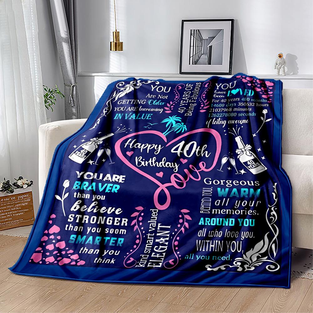 1pc Happy 40th Birthday Celebration Blanket Soft and Warm for Sofa Office Camping Travel Livingroom Great Gift for Friends and Family Comfortable