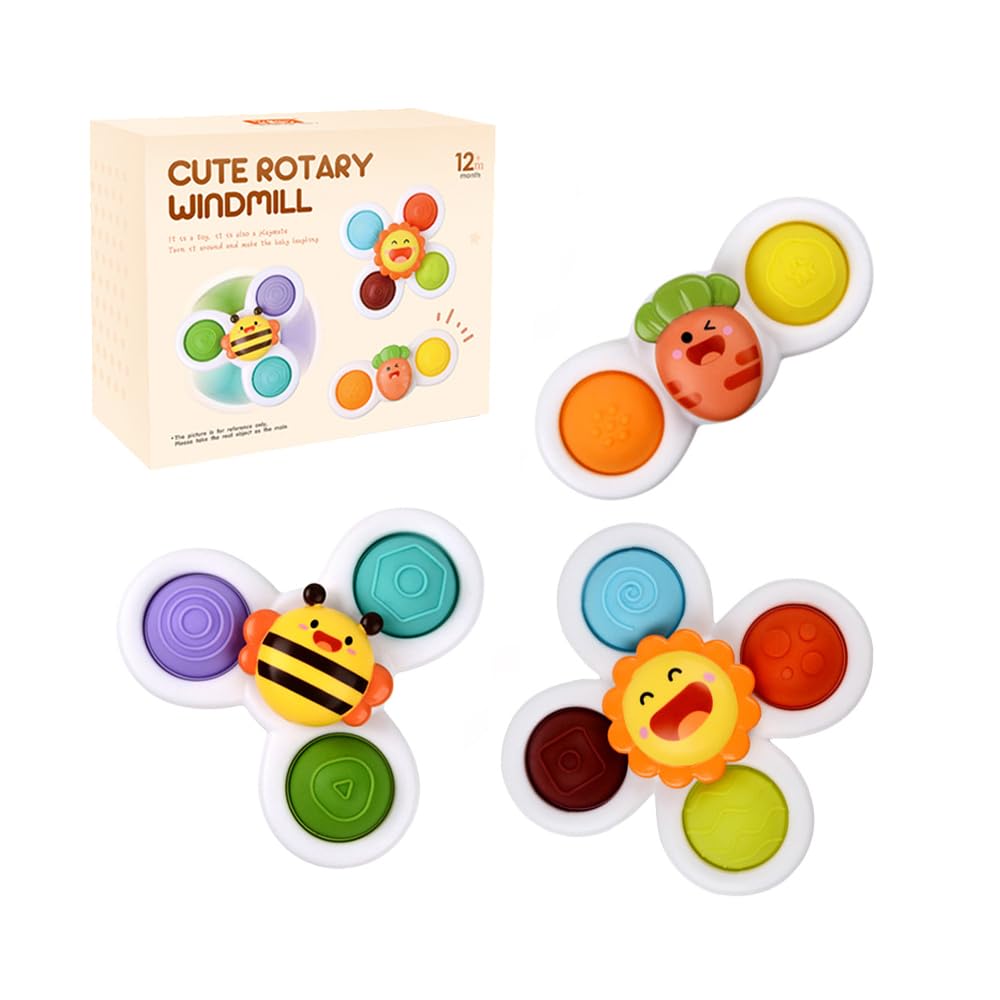 

Colorful Spinning Top Bath Toy with Suction Cup for Water Play, Spinning Spinner, Stress Relief, Finger Training, Birthday Gift for Babies (Style A)