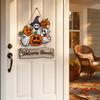 Frohes Halloween Türschild für Haustür, Hängendes Holzschild mit Geist und Kürbis, Gruseliger Willkommenskranz für Baum, Tür, Wand, Partyzubehör