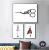 Sewing Print Fashion Wall Art Picture Room Wall Decor , Vintage Fashion Sewing Machine Poster Model Mannequin Canvas Painting No Frame