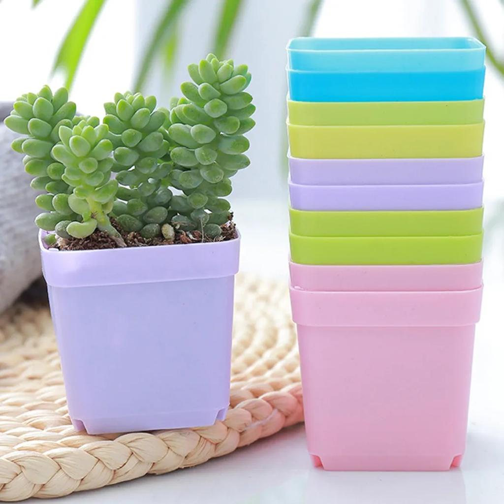 10pcs Mini Basin Square Flower-Pot Succulent Plant Trays Garden Nursery Pots Flowerpot For Home Office Decor-DIY