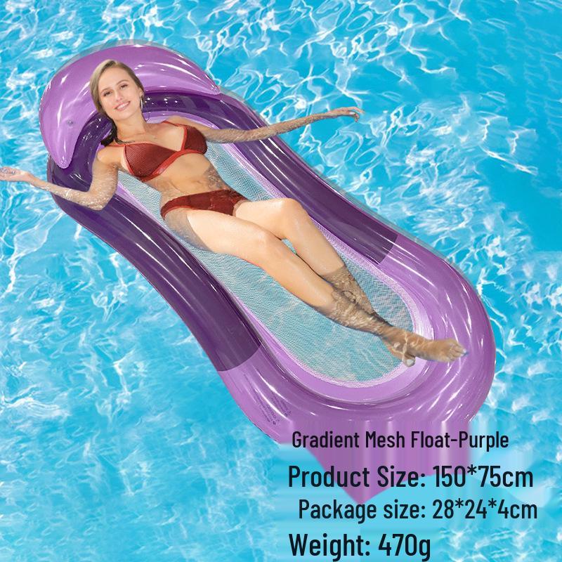 Inflatable PVC Float Recliner: Foldable Striped Swimming Bed