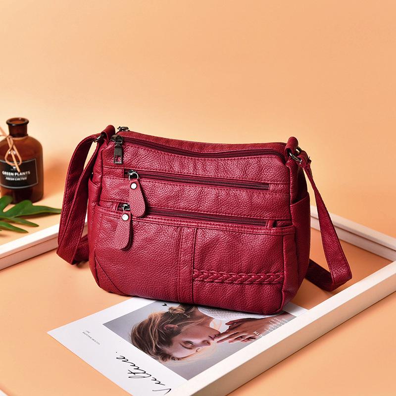 New Fashion Trend Mother Bag Portable Large Capacity Middle-aged and Elderly Women's Bag Soft Leather Anti-splashing Single Shoulder Messenger Bag