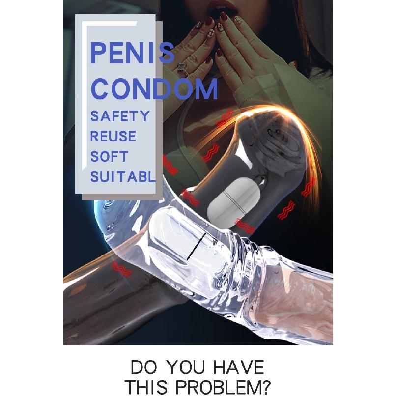 Vibrator Penis Sleeve Horse Dildo Reusable Condom Cock Ring Dildos Delay Penis Extender Dick Enlarger Sexy Toys For Men Sex