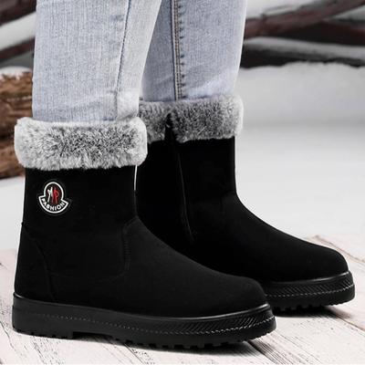 Winter Schneestiefel für Damen Warm halten Fellig Dicke Sohle Rutschfest Winddicht Outdoor Fellschuhe Hoher Schaft Damen Baumwollschuhe