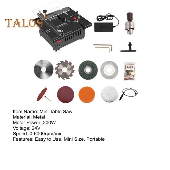 Miniaturowa piła stołowa z mocnym silnikiem 6000 obr./min. Wysoka prędkość Precyzyjne cięcia Regulowane ostrze Kompaktowa lekka konstrukcja Wielofunkcyjny zestaw pił stołowych