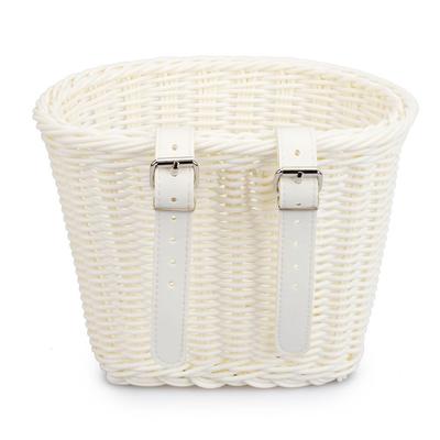 Rattan Bike Basket Adjustable Traditional Bicycle Basket Multifunction Hand Woven Bike Basket Waterproof for Kids Children Bike
