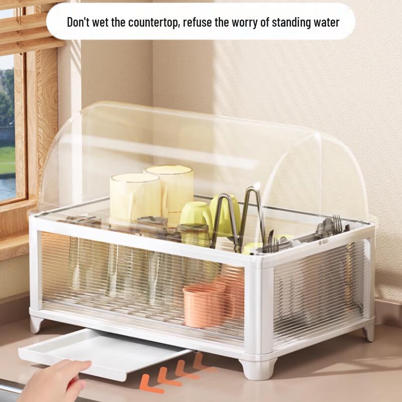 Desktop Cup Storage Rack with Dust Cover