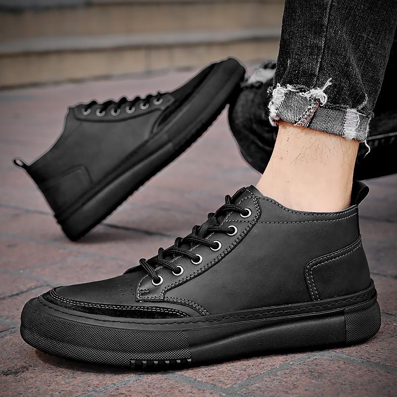 Genuine Leather Black Brown Men Flats Shoes Hand Sewing Men Oxfords Trendy Shoes Outdoor Fashion Men Flats