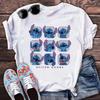Kawaii Stitch Women's Fashion Top Casual Women's Round Neck T-Shirts Harajuku 90s Cute Stitch Women's Short Sleeves Tops Tees