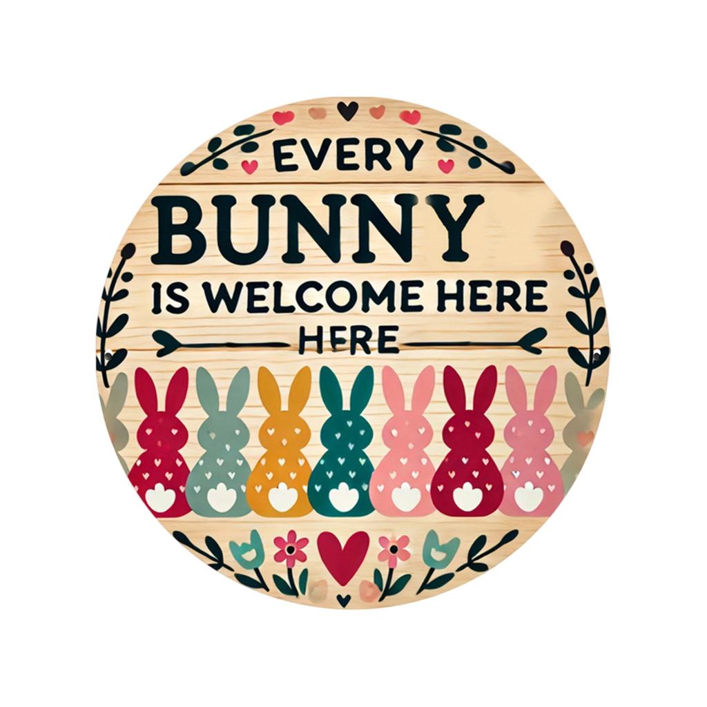 Easter Bunny Easter Egg Party Decorations Wooden Circular Signs Hanging Festival Atmosphere Welcome Doors