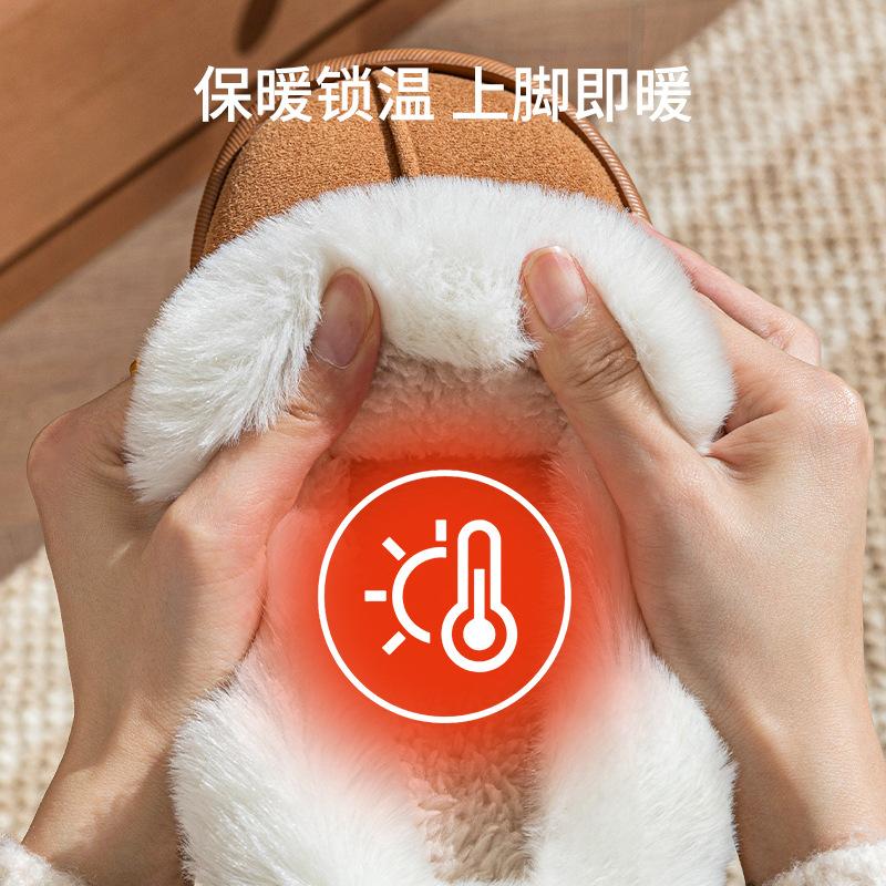 Solid color cotton slippers winter non-slip soft bottom silent men and women indoor household thickened warm deodorant bag heel