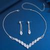 3PC Women's Fashion Waterdrop Leaf Necklace Earrings Zircon Set Suitable for Wedding, Party, and Festival Gifts