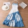 Yunnan Dali Tie-Dye Blue Spaghetti Strap Dress - Women's Resort-Style Fashion