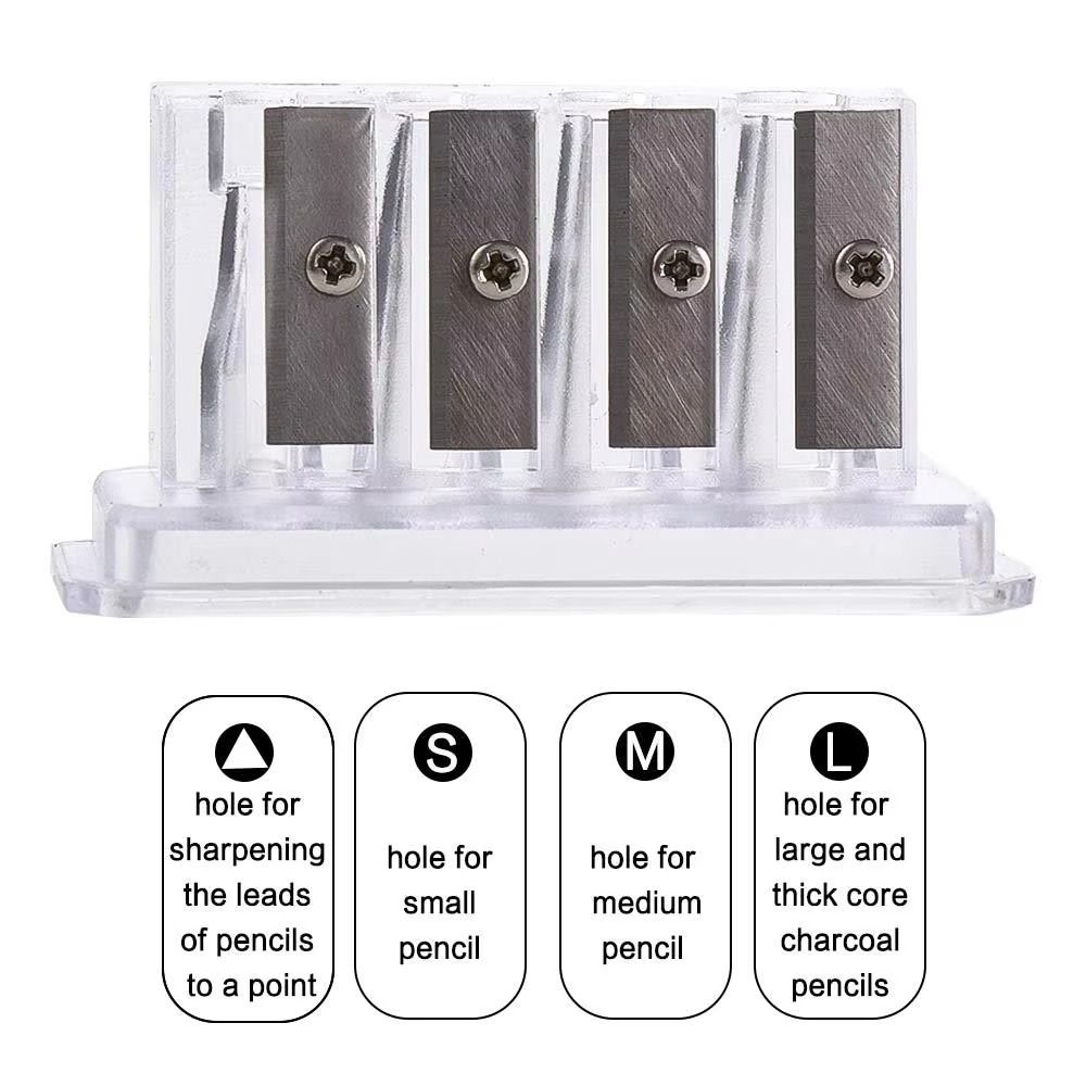 4 Holes Pencil Sharpener Multi-functional Sketching Students Manual Sharpener  Sketching Use