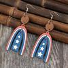 Elegant Star and Stripes Earrings for Independence Day Parties Wooden Earrings Patriotic Ear Accessories for Women