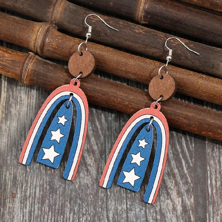 Elegant Star and Stripes Earrings for Independence Day Parties Wooden Earrings Patriotic Ear Accessories for Women
