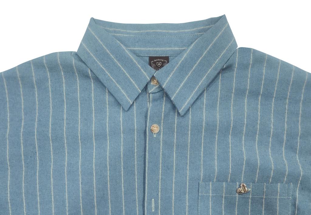 AZENDER Striped Oversized Short Sleeve Shirt Blue