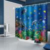 Bathroom Underwater World 3D Shower Curtain, Deluxe Standard Bathtub Shower Curtain, Waterproof Washable Fabric Shower Curtain, with 12 White Hooks,