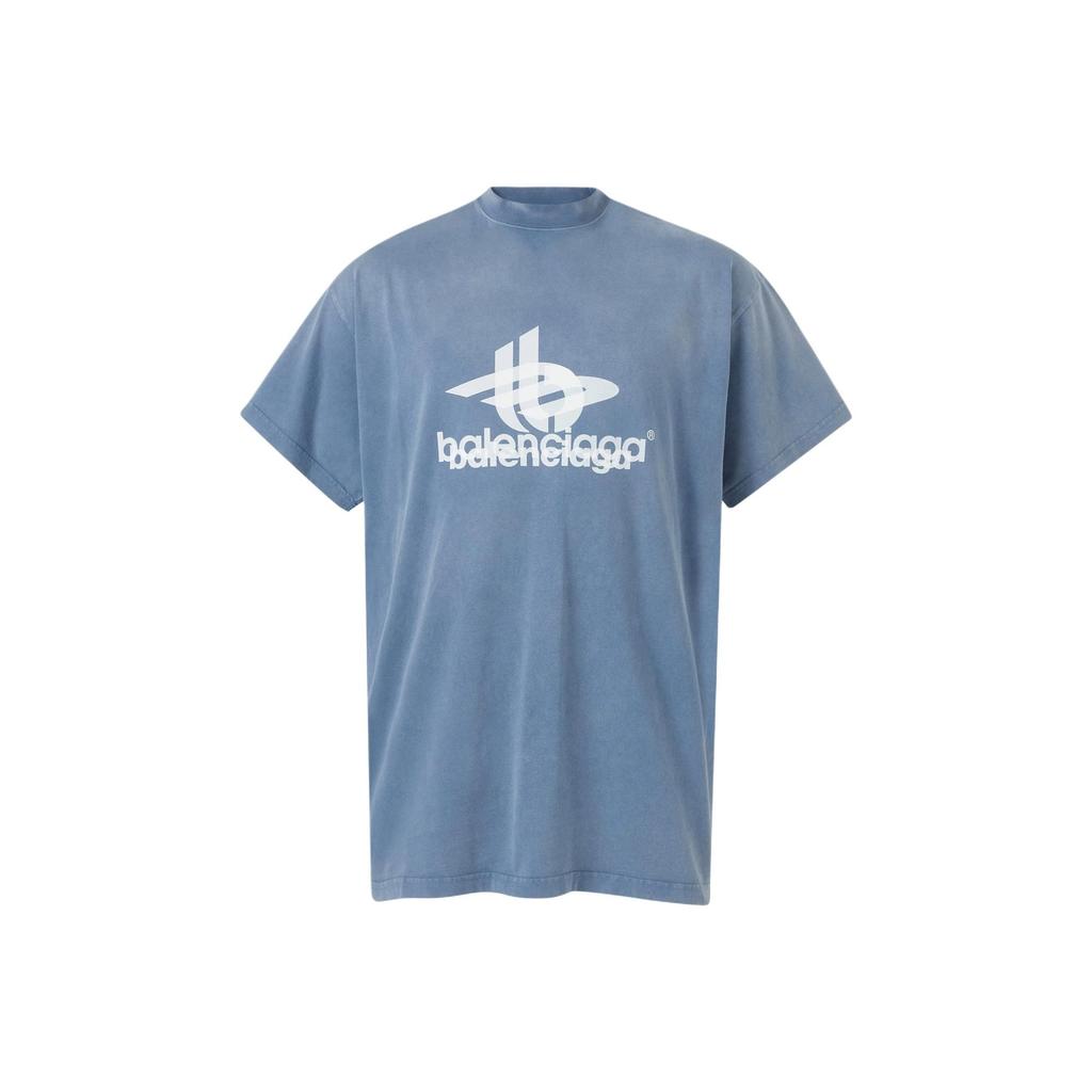 Balenciaga T Shirt Loose Fit Unisex Blue 739028TPVF24313
