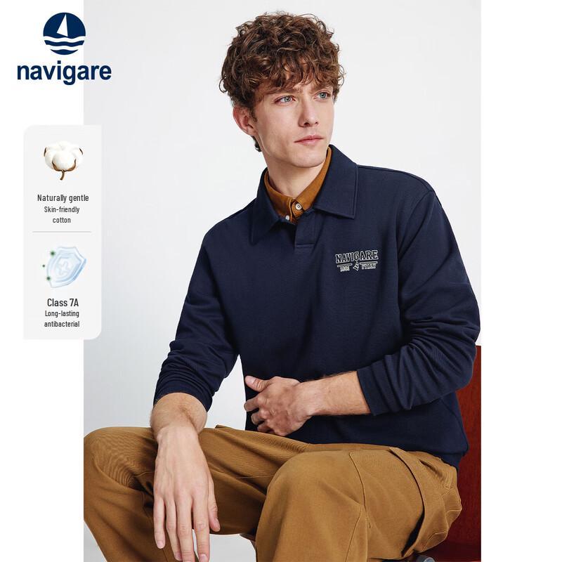 Navigare Men's Autumn Winter 2025 Loose Fit Long Sleeve Polo Shirt