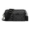 Axel 21 Einfarbig Klassischer Buchstabenaufdruck Hardware-Schnalle Leinwand und Leder Schulter-Crossbody-Tasche Kleine Herren-Taschen Schwarz CJ674-QBO4G