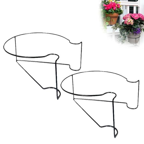 4Pcs Balcony Railing Flower Pot Holder Floating Railing Planter Shelf Metal Indoor Outdoor Vertical Stairs Hanging Plant Pot Clip Stand Bracket