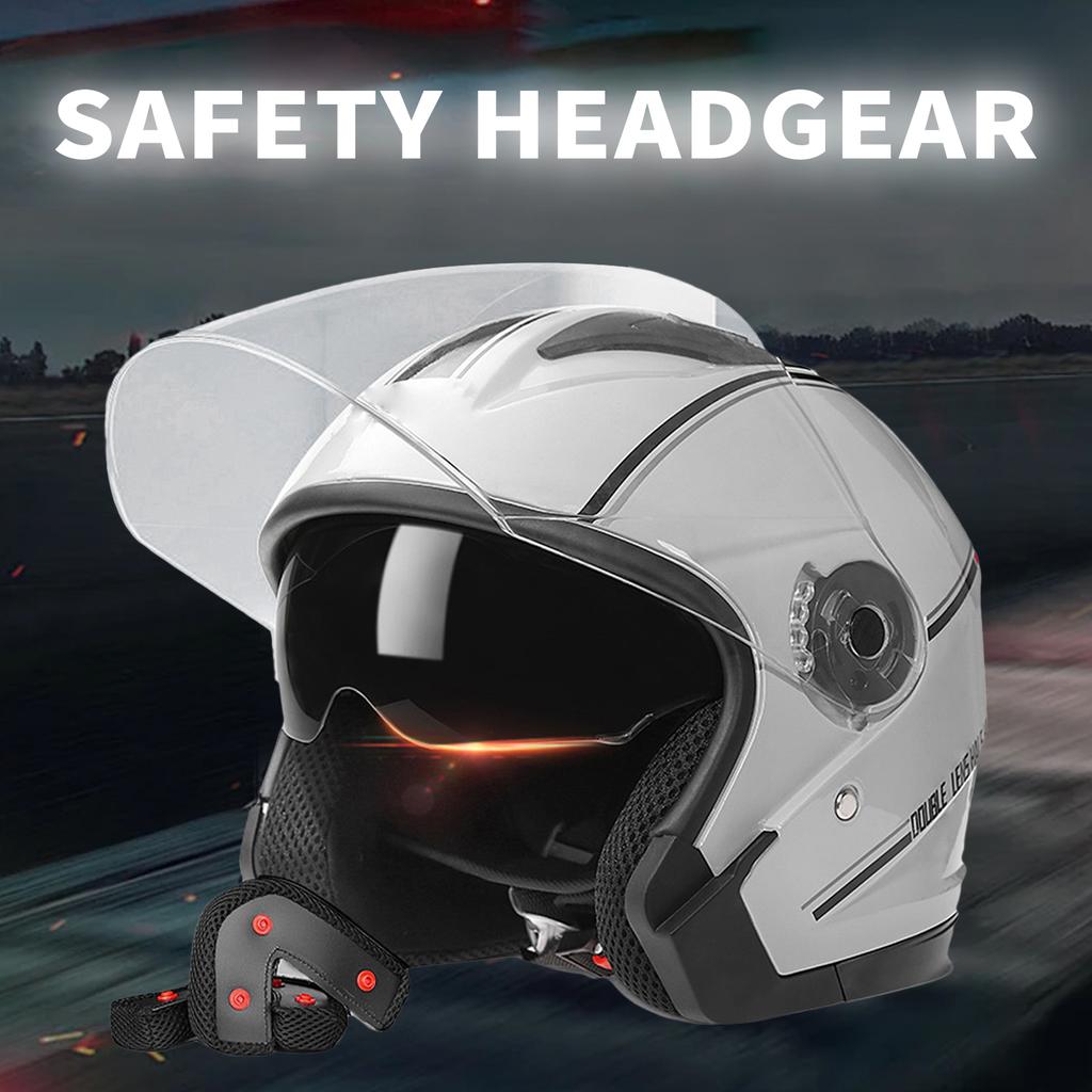 Dual Visors Helmet 3/4 Open Face Motorcycle Helmets Dual Visors Men s and Women s Motorbike Half Helmet For Moped Cruiser