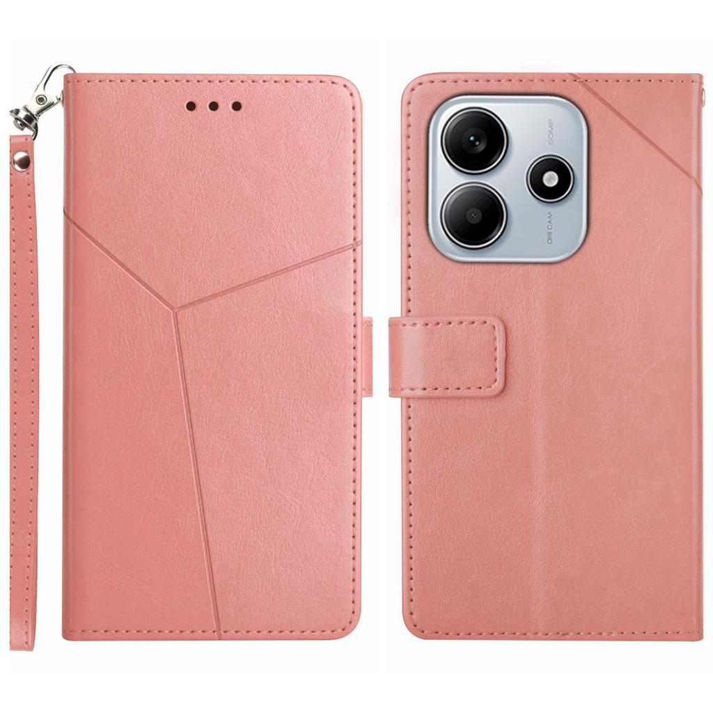 HT01 For Xiaomi Redmi Note 14 5G Case Y-Shaped Lines Imprint Leather Phone Cover