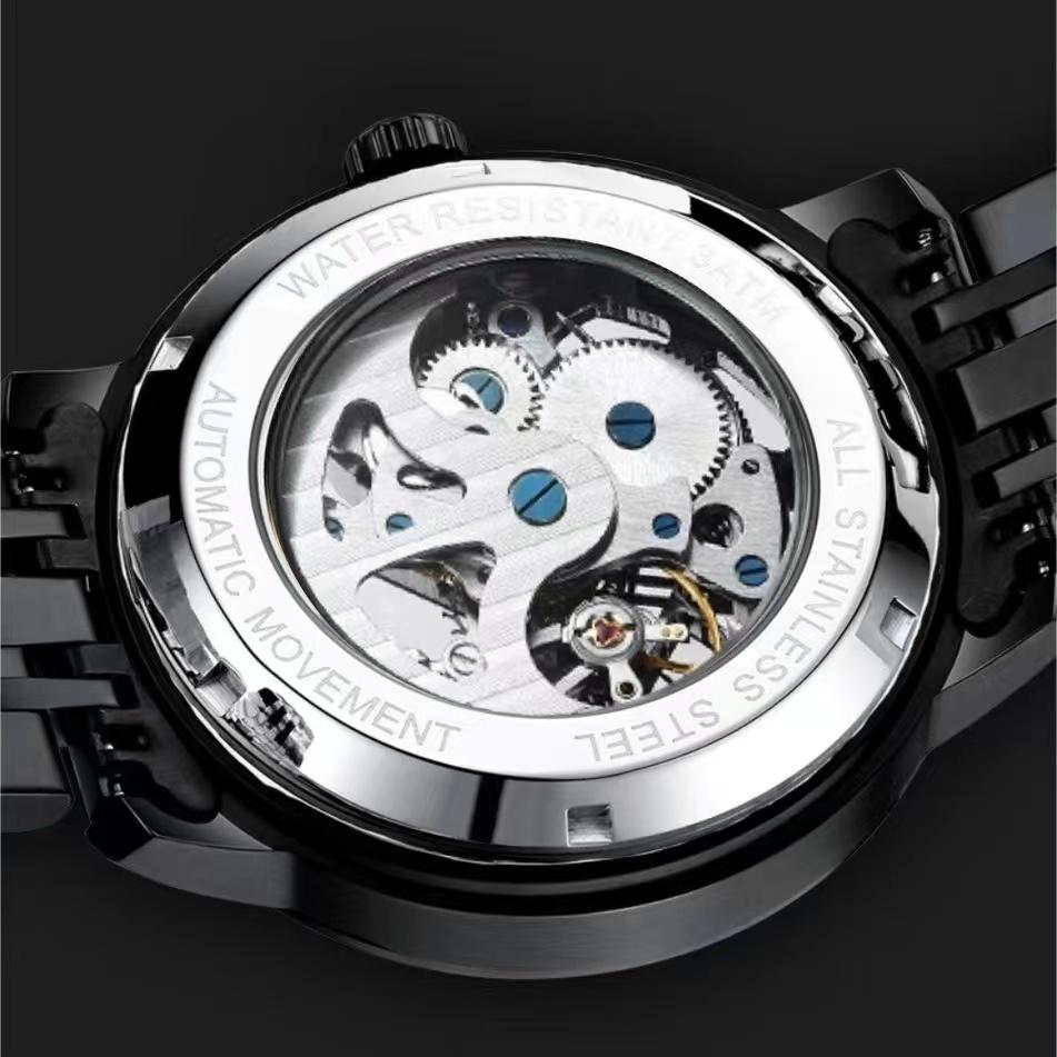 New Men's Hollowed Out High-End Fully Automatic Trend Steel Mechanical Watch