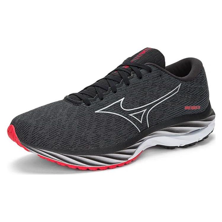Mizuno Wave Rider 26 Lace-Up Non-Slip Wear-Resistant Low-Top Running Shoes Unisex Sneaker Black Red J1GC220352