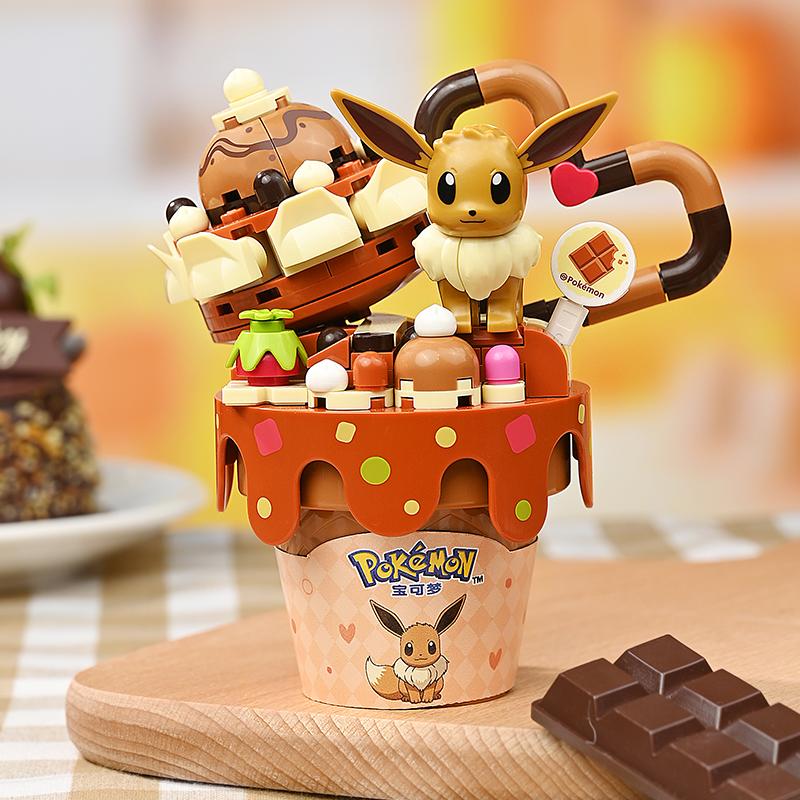 New Keeppley  Ice Cream Series Building Block Toy Pikachu Bulbasaur Tabletop Ornament Model Educational Children's Gifts