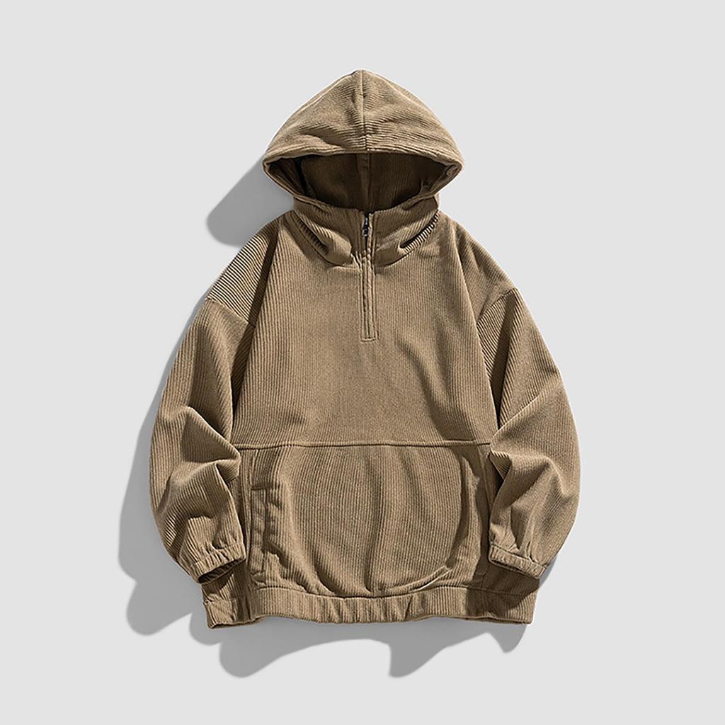 Herren 1/4 Zipper Kapuzenpulli Modische Gestreift Hoody Oversize Outdoor Sweatshirt Lightweight Kapuzenjacke Langärmliger Hoodie Elegant Einfarb