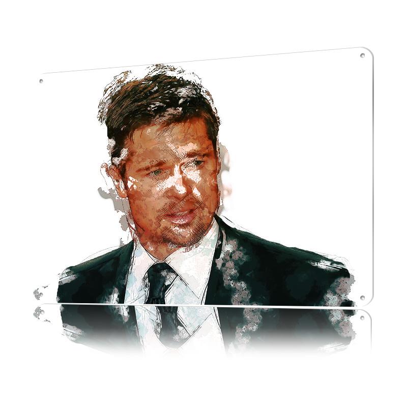 Brad Pitt Tinplate Poster Customized Wall Art Retro Vintage Metal Signs for Fans Home Decorations Living Room Decoration Gaming