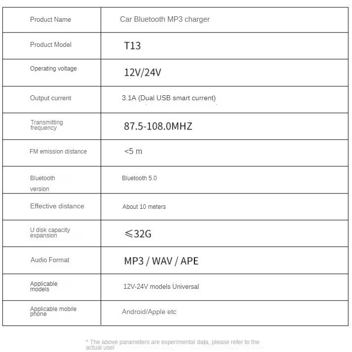 Odbiornik Bluetooth do samochodu, odtwarzacz MP3, wielofunkcyjny, bezstratna jakość dźwięku, ładowarka, prezent na Boże Narodzenie, drobiazgi do pończoch