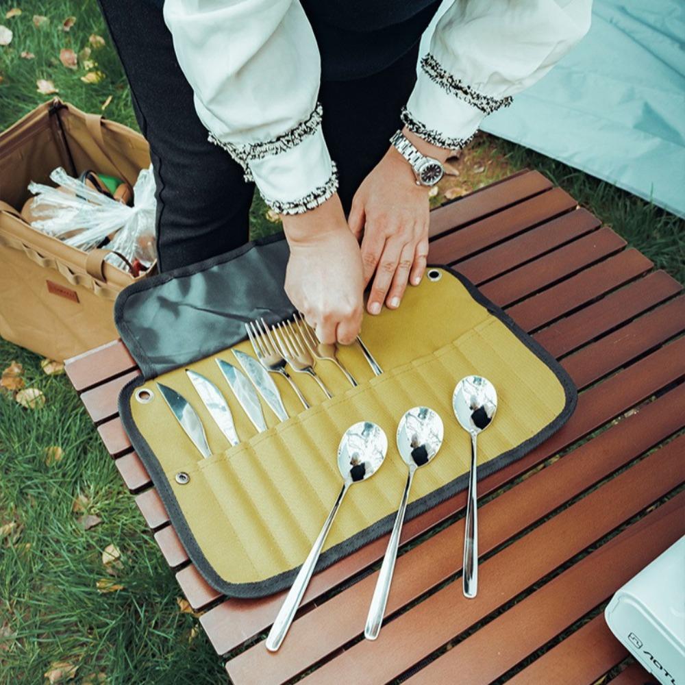 1PC Outdoor Camping Tableware Set Storage Bag Chopsticks Spoons Forks Knives Picnic Cookware Storage