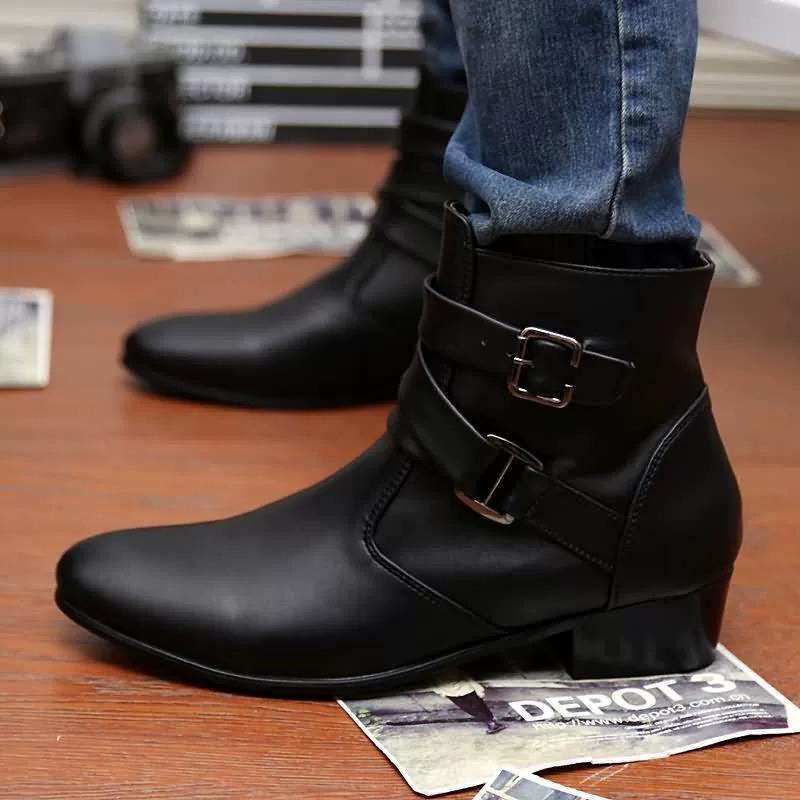 Leather Boots Men's High-top Short Boots Men's Business Pointed Casual Men's Boots Plus Size