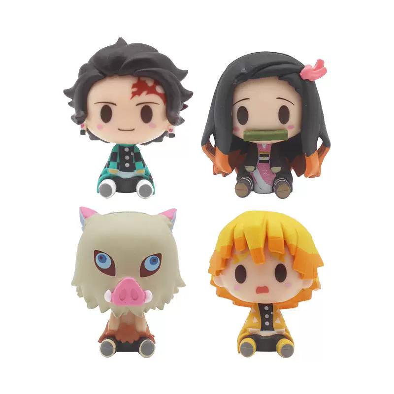 Demon Slayer Chibi-style Sitting Tanjiro And Zenitsu Agatsuma Toy Figurine/car Toy