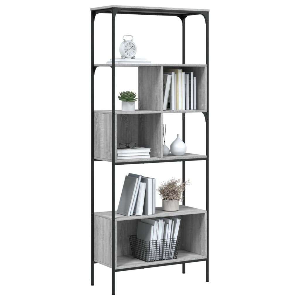 Bookshelf 5 Shelves Grey Sonoma 76 x 33 x 188.5 cm Particleboard