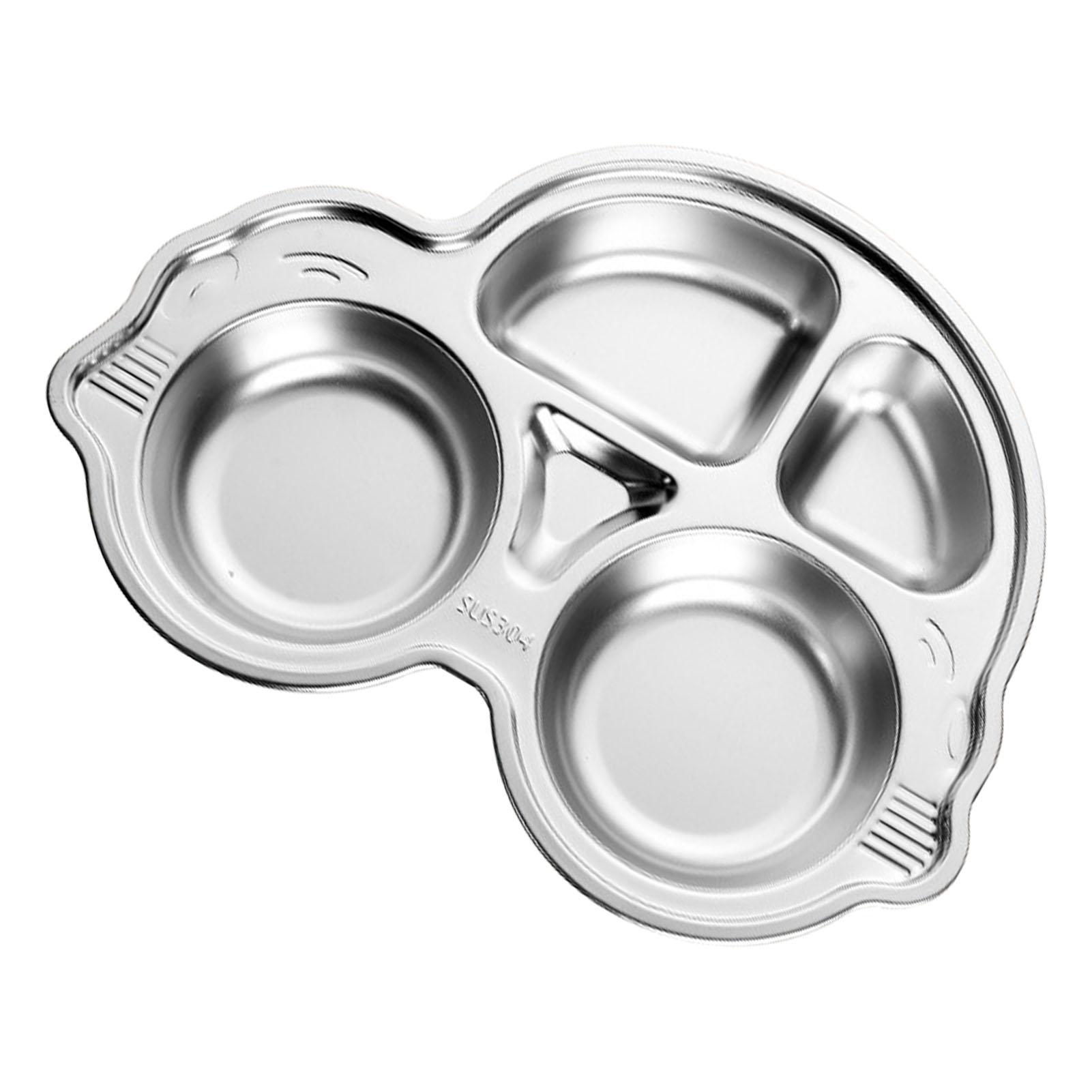 

Stainless Steel Divided Platter Food Grade Cartoon Drop Proof Fun Shape Divided Dinner Tray for Kindergarten Beetle Car