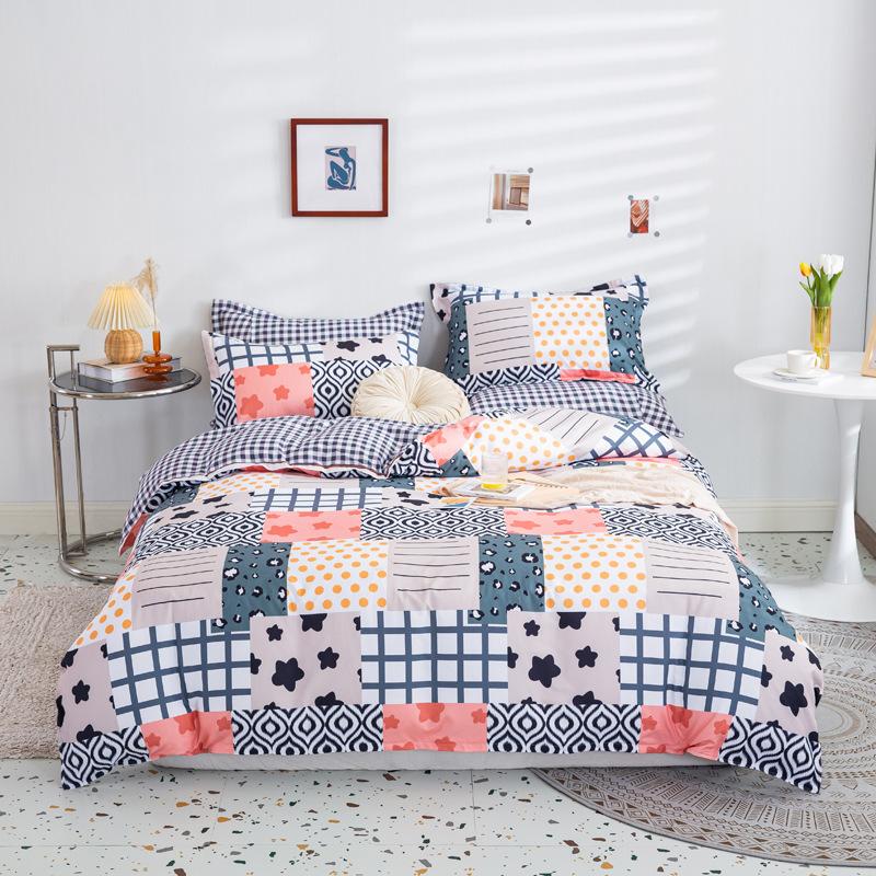 Washed Cotton Bedding Four-piece Set, Quilt Cover, Bed Sheet, Dormitory Three-piece Set