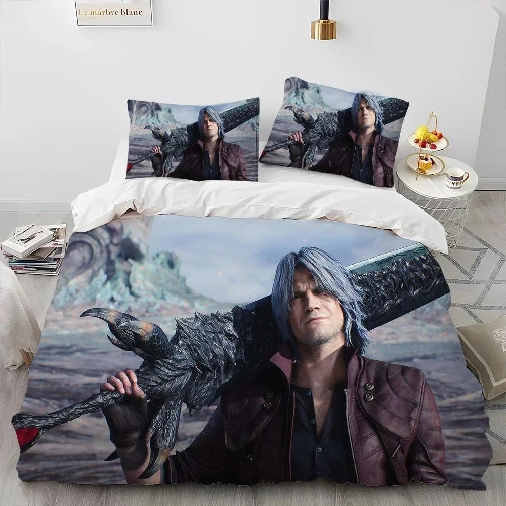 Game D-Devil May Cry DMC Gamer Bedding Set Duvet Cover Bed Set Quilt Cover Pillowcase Comforter King Queen Size Boys Adult