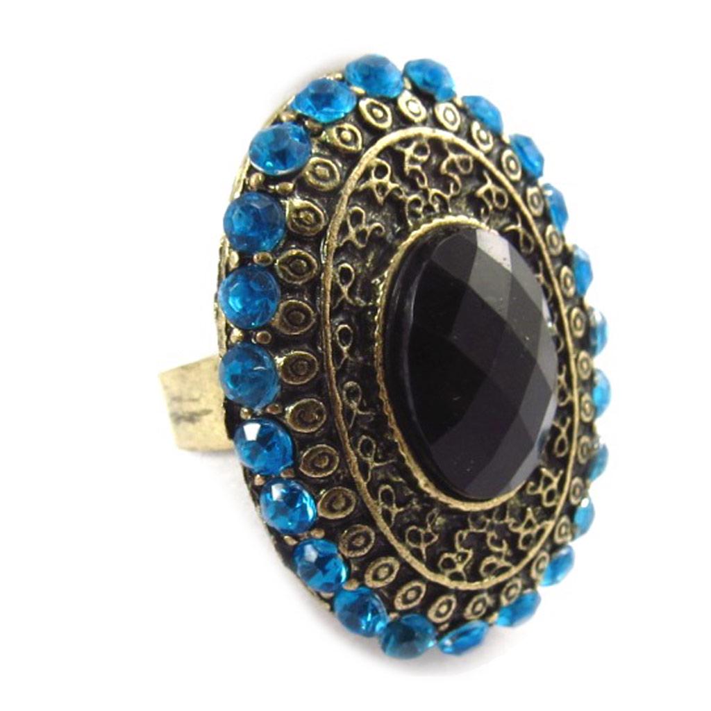 Les Trésors De Lily [K1913] - Bague Créateur 'Sissi' noir bleu