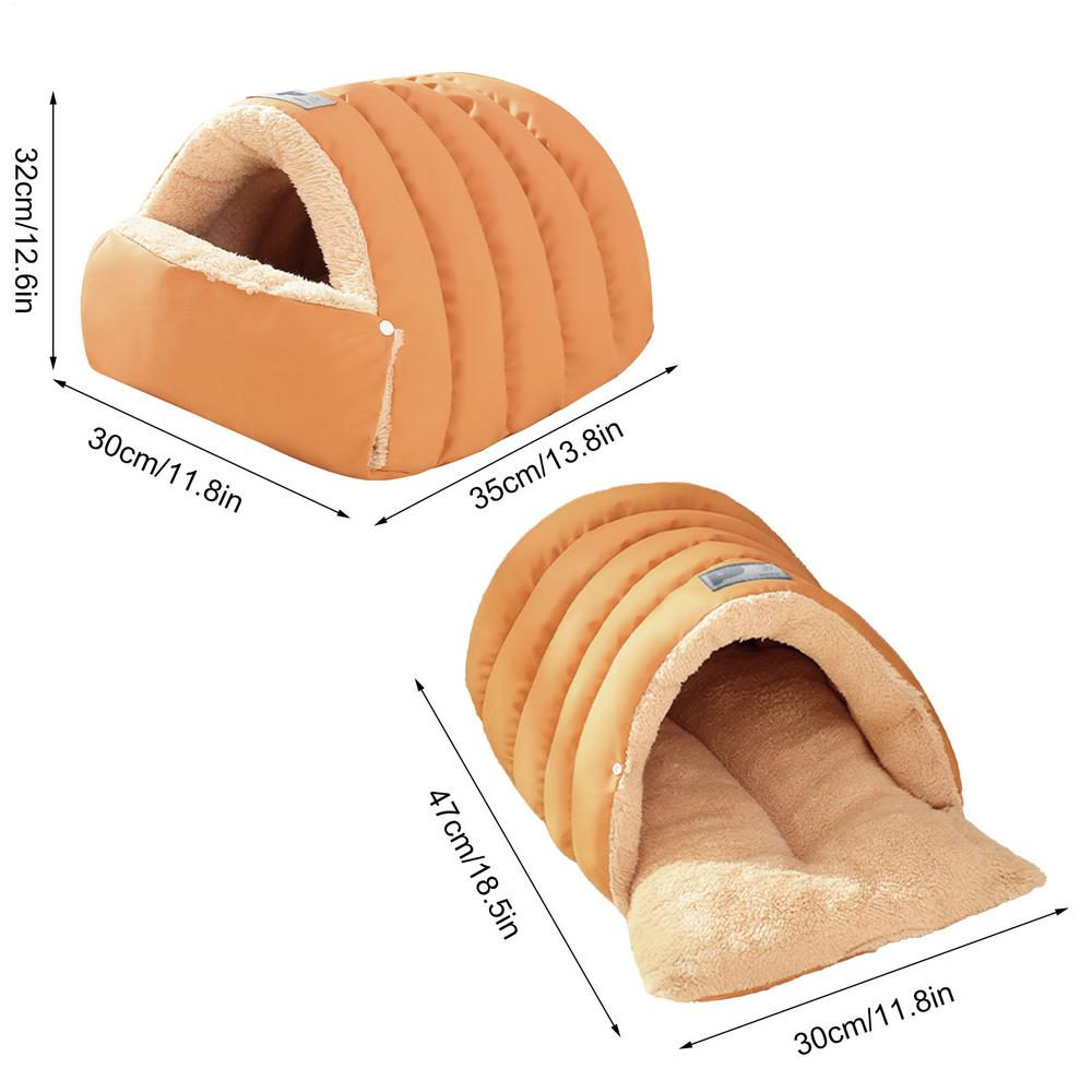 

Cat Bed Cave Soft Semi-Enclosed House Comfortable Pet Cave Sack For Kitten Doggy Sleeping Home Travel Living Room Bedroom Floor S помаранчевий