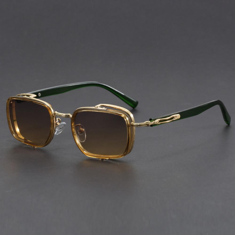 1 Piece Double Frame Square Metal Frame Fashion Glasses With Spring Temples For Men And Women Party Vacation Travel Driving Fish