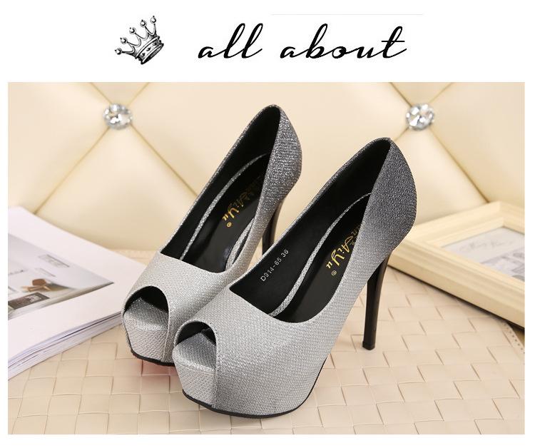 Platform Heels Wedding Shoes Women Pumps 2025 Peep Toe Dress Nightclub Thin High Heels Sequined Cloth Ladies Shoes