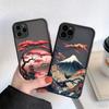 Japanese Aesthetic Mount Fuji Landscape Map Phone Case For iPhone 16 11 XR XS 13 12 14 15 Pro Max Mini SE2 7 8 Plus Shockproof