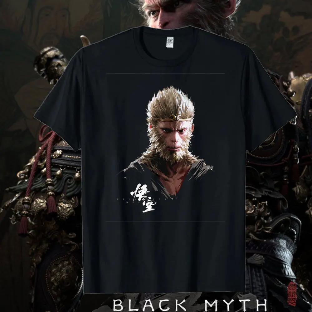Black Myth Wukong Retro 90's Men's T-shirt Black Myth Wukong Games Unisex Summer Short Sleeve Cotton T-shirt Tops