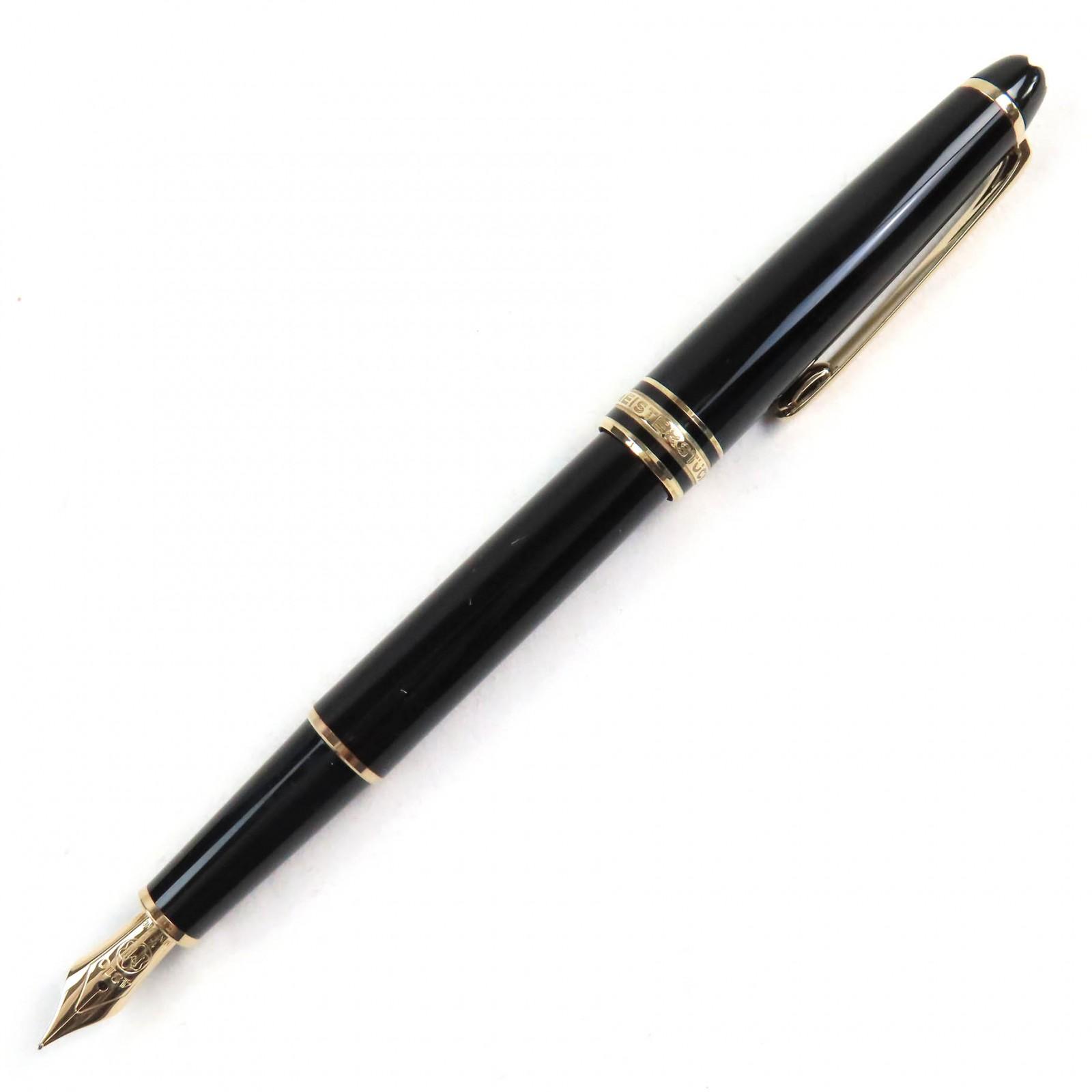 Great MONTBLANC fountain pen Meisterstck Classic white star Black gold 14K mens Used