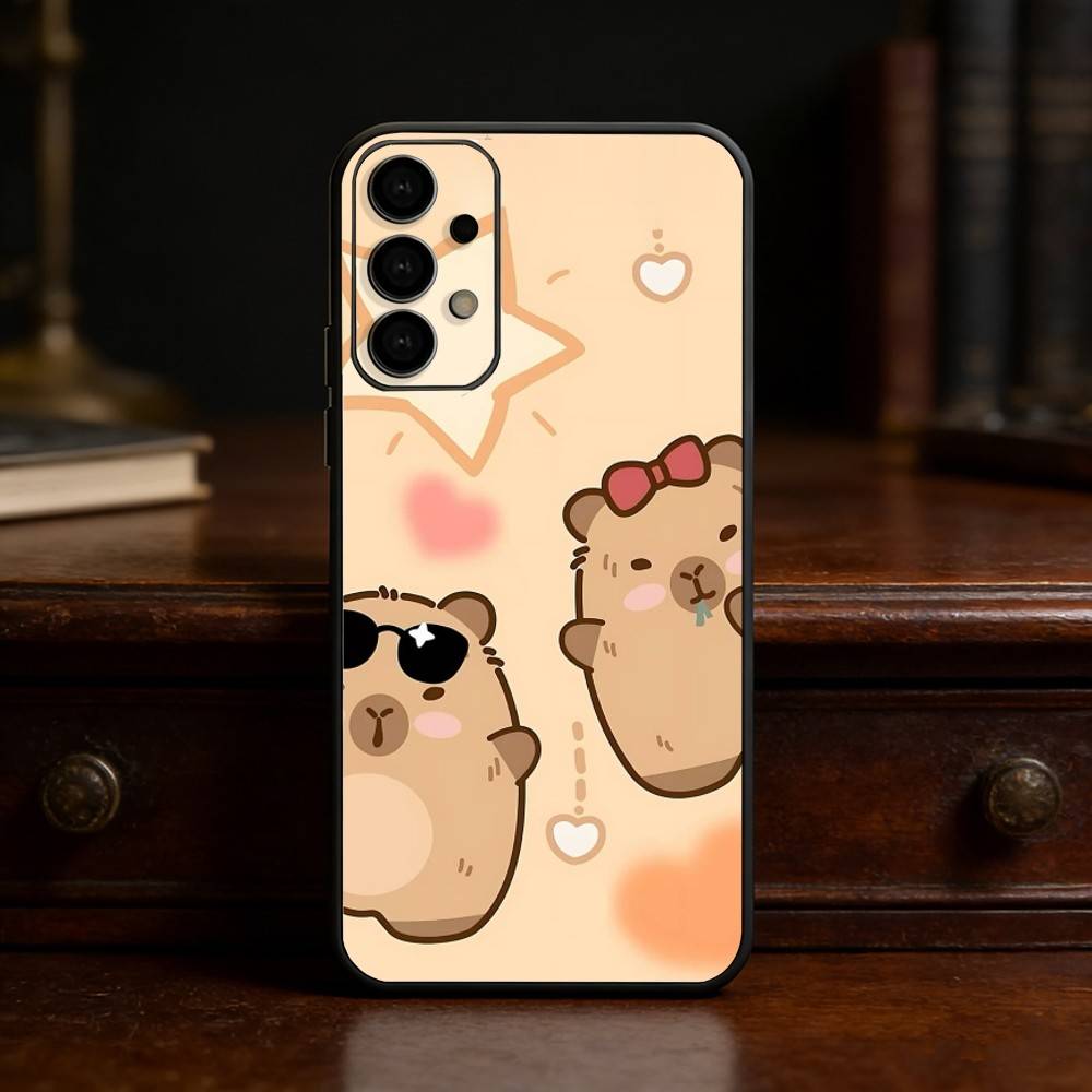 Cute Capybara Groundhog phone Case For Samsung S25,24,21,22,23,30,Ultra,20,Plus,Fe,Lite,Note Soft Black Cover